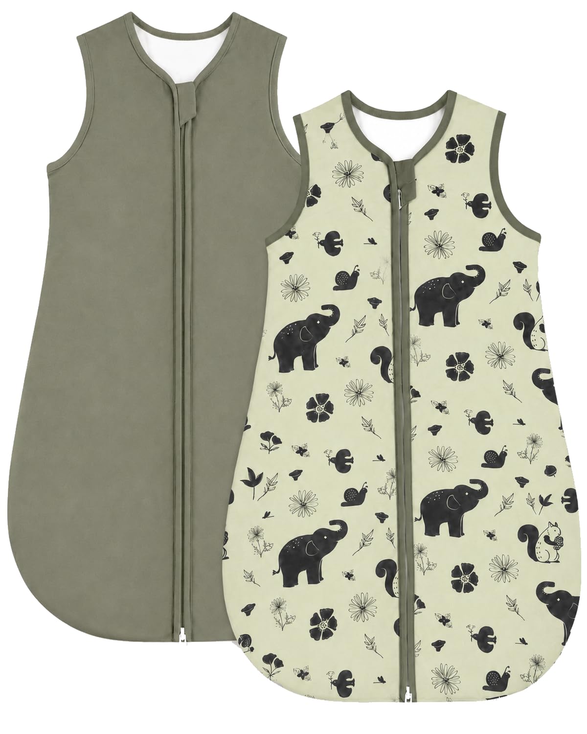 1.5 TOG Baby Sleeping Bag Cotton Sleep Sack Green Elephant 18-24 Months