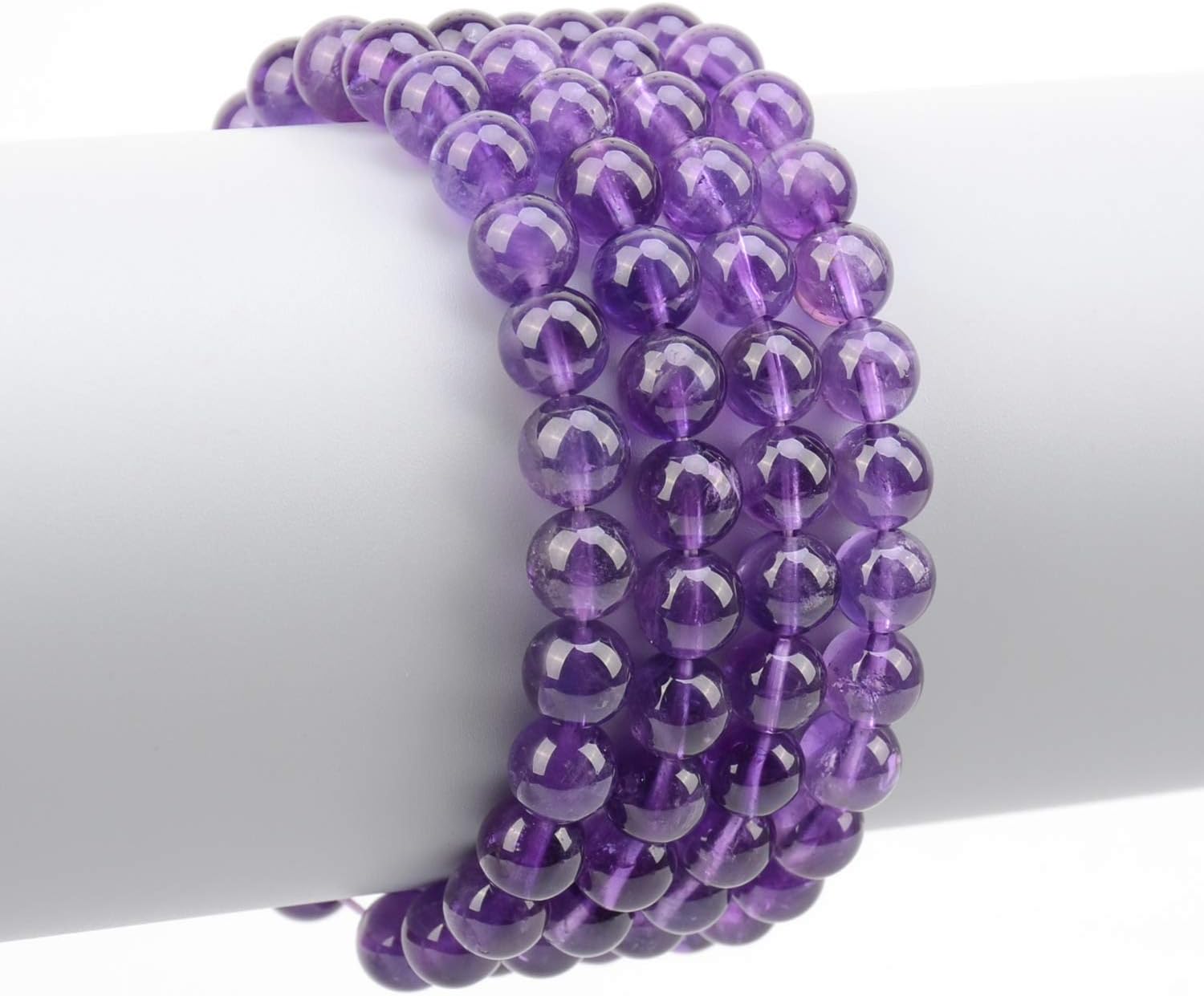 LPBeads 100PCS 8mm Natural Amethyst Beads Gemstone Round Loose Beads for Jewelry Making with Purple Stretch Cord