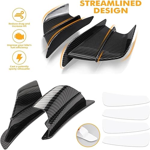 Miniatura 7 de Para Kawasaki Z650 Z900 Winglet Aerodynamic Spoiler Wing Kit (Color  Forge Print 2, Tamaño Normalcy)