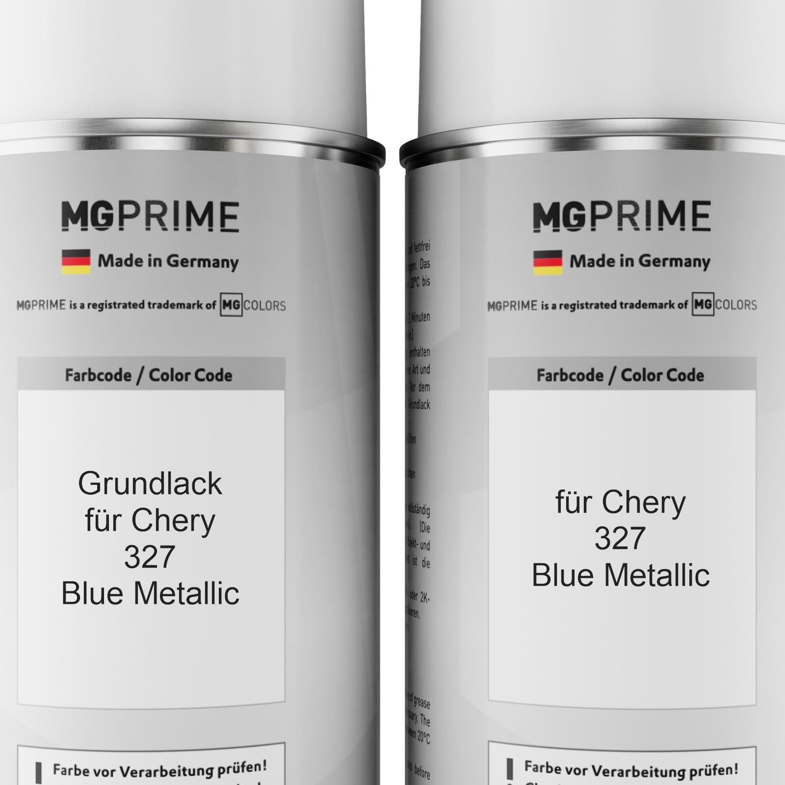 MG PRIME Vernice per auto Bombolette spray per Chery 327 Blue Metallic +2K | Kit vernice di fondo + base + trasparente 2K, bombolette spray 400ml