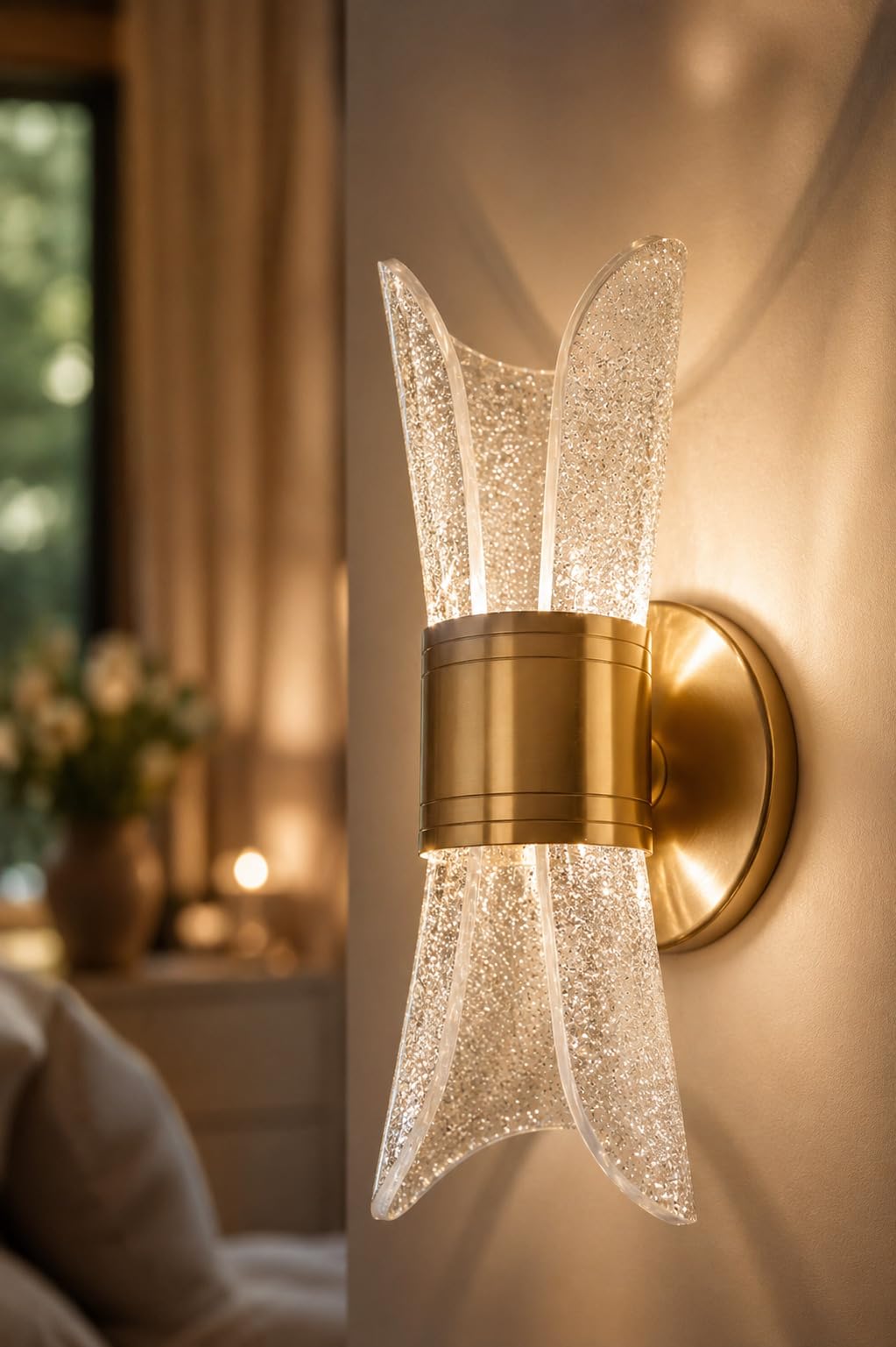WL-101, Modern LED Wall Light, Gold-Tone Finish, Crystal Acrylic, 3 Colour Temperature, Up and Down Indoor Sconce | VPROTECT | TBH | Think Bright Homes-image-10