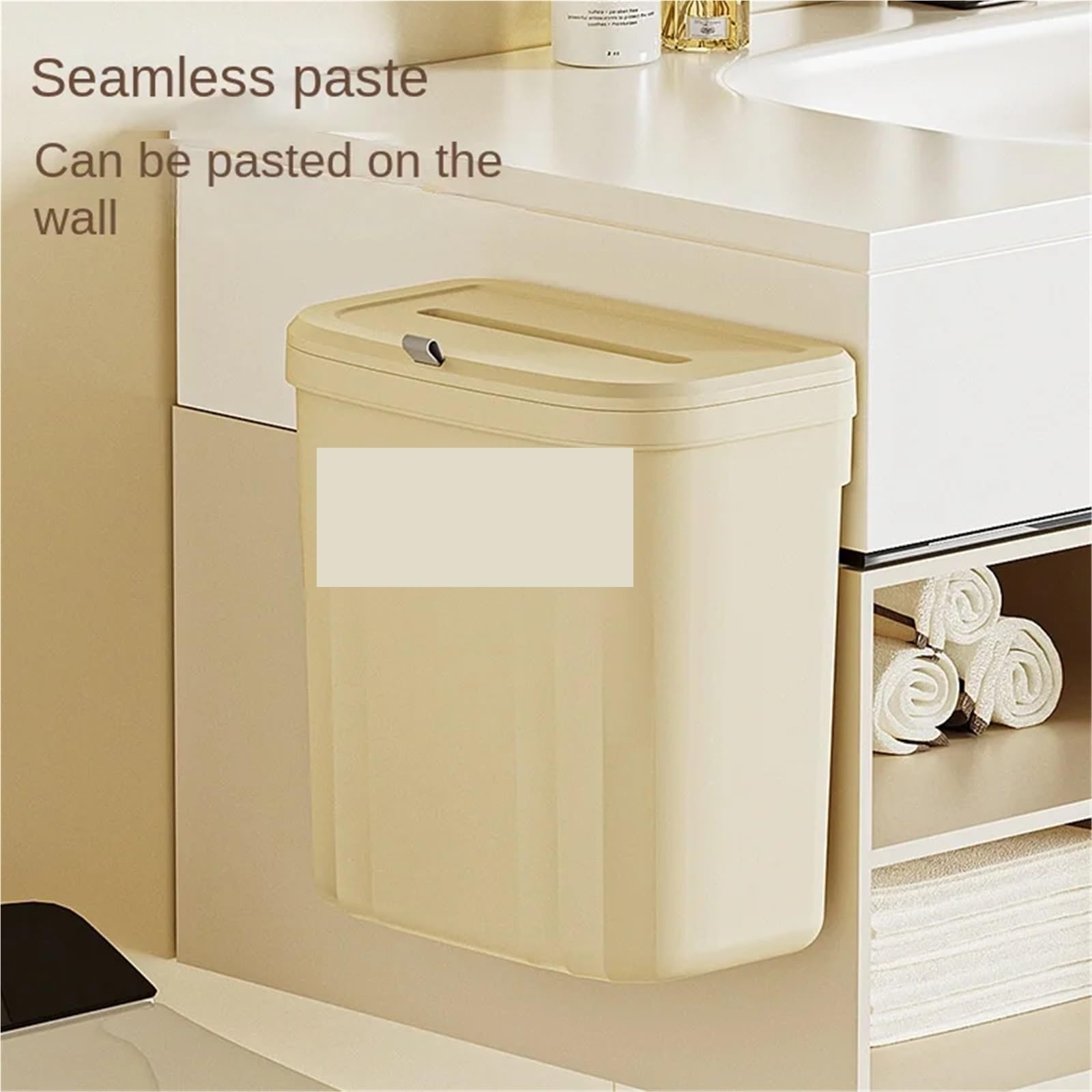 Pattumiera da cucina Bidone della spazzatura sospeso a parete con coperchio for armadio sotto il lavandino rifiuti(Yellow-L)