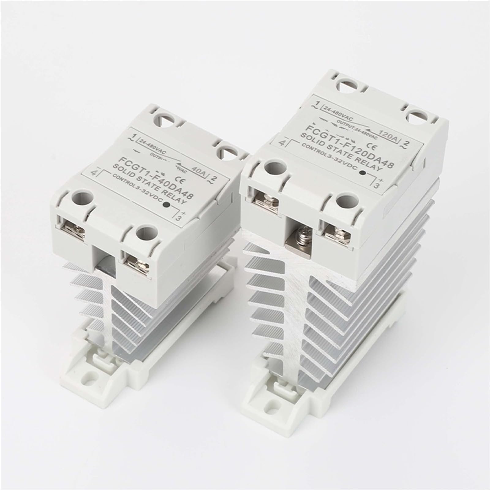 Relè statico SSR sottile monofase 10A 25A 40A 60A 80A 100A con dissipatore di calore Relè industriale Montaggio su guida DIN 1 pezzi (AC control AC,120A)