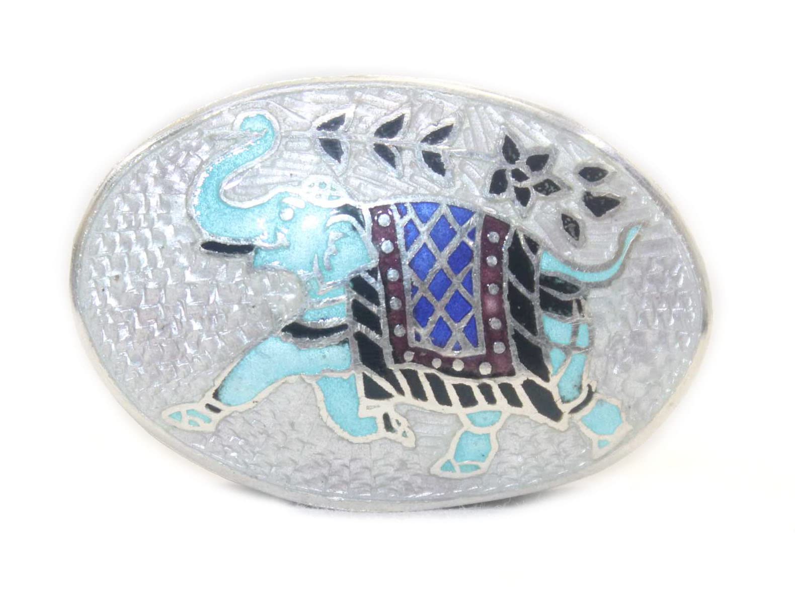 Boîte à bijoux éléphant argent 925 émail cloisonné Rajasthan Gems B326