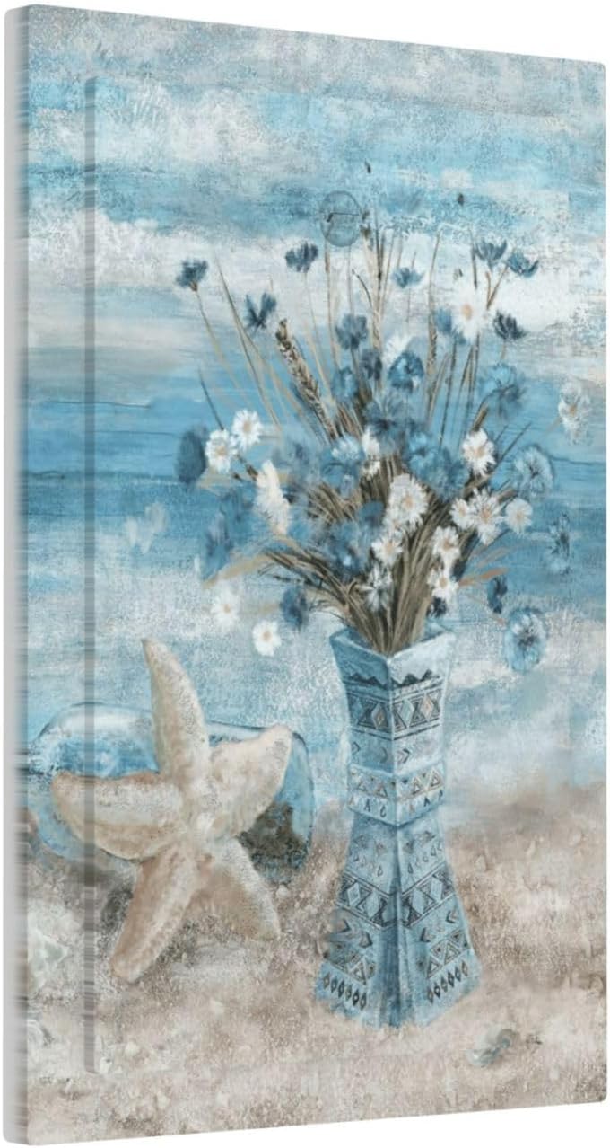 Coastal Blue Vase Wild Daisy Starfish Beach Light Switch Cover Plate 1 Gang No Device Blank Electrical Wall Plates Faceplate Decorative Switch Plate Covers for Bathroom Living Room Decor image 2