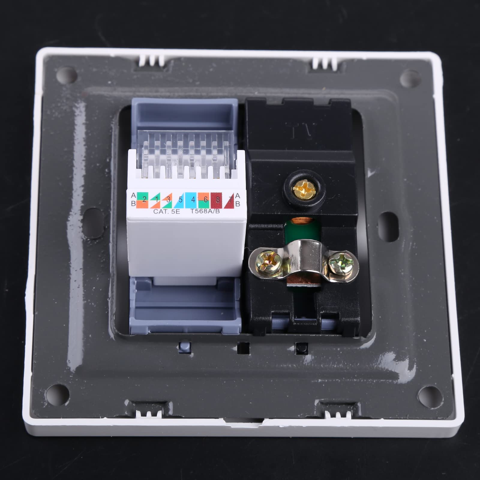 RJ45 Networks Adapter+TV Aerial Coaxial Wall Mount Output Faceplate Panel Socket - Image 2