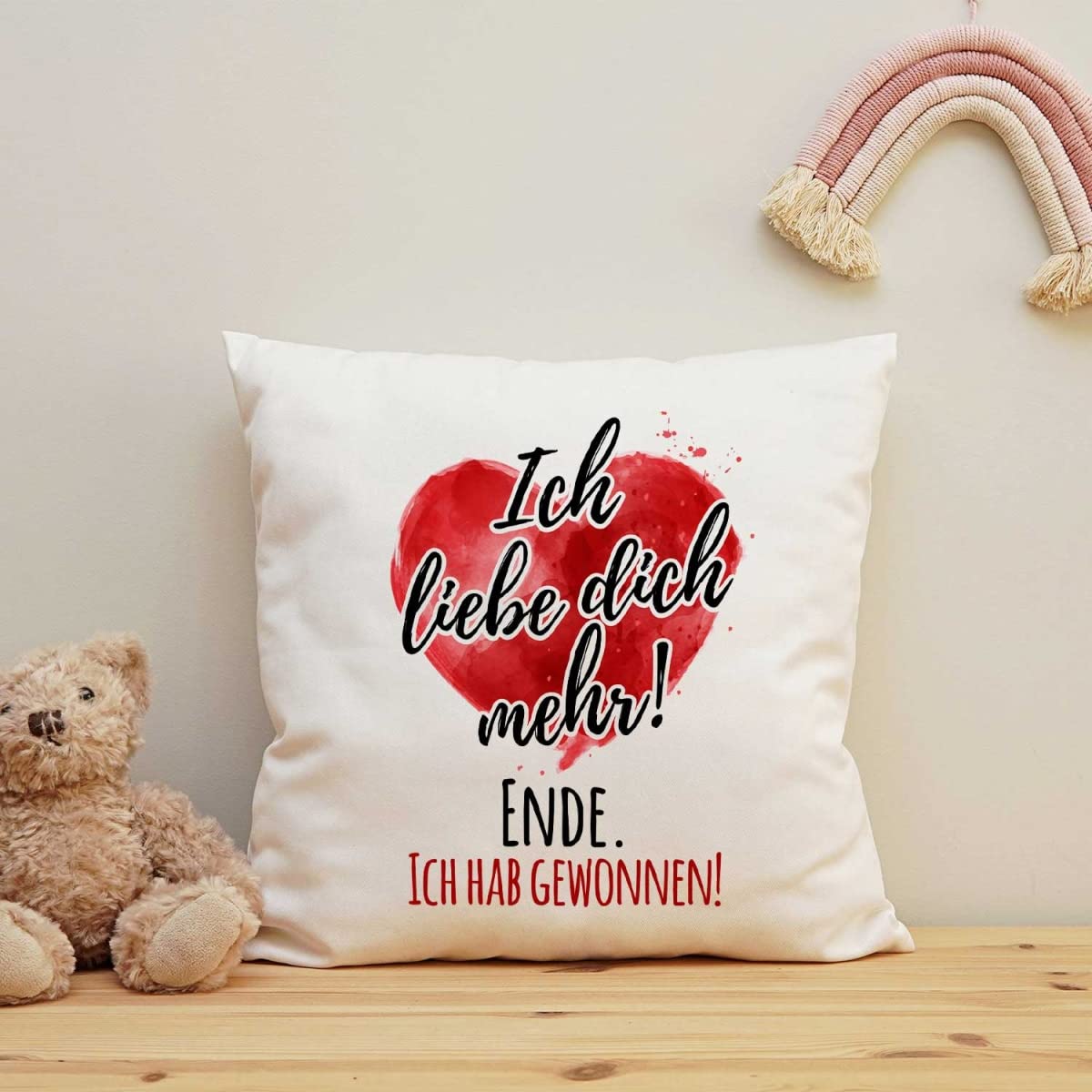 Cuscino Con Scritta Tedesca Ich Will Dich Heute Morgen - Federa 40x40 Cm In Poliestere Con Cerniera, Regalo Umoristico Per San Valentino