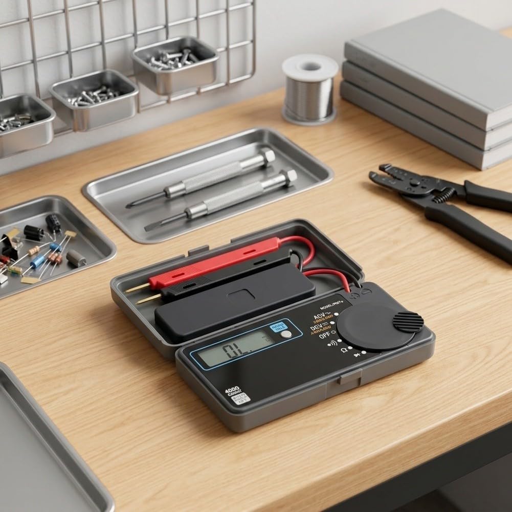 Design compatto di stile della carta del multimetro digitale del corpo di plastica | Auto/manuale, 4000 conteggi, precisione 0,7%, grande LCD, formato tascabile, riparazione elettrica domestica