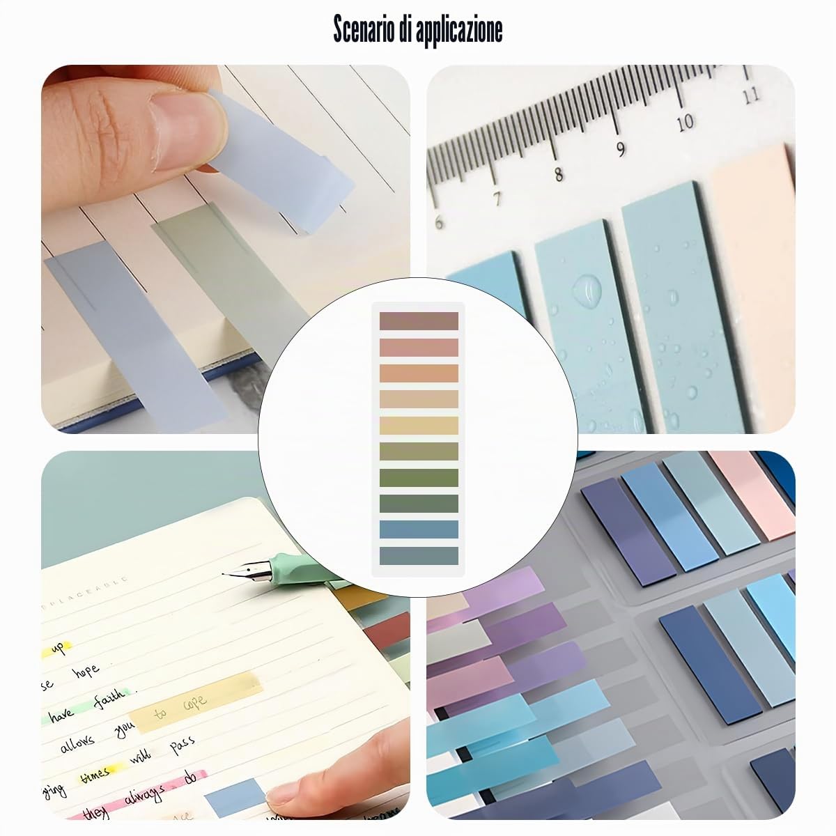 Segnapagina Adesivi Trasparenti Colorati 2400 Pezzi 12 Stili per Ufficio Scuola
