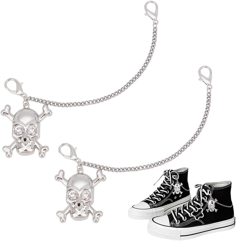 PH PandaHall 2pcs Shoe Charms Chain Metal Shoe Decorative