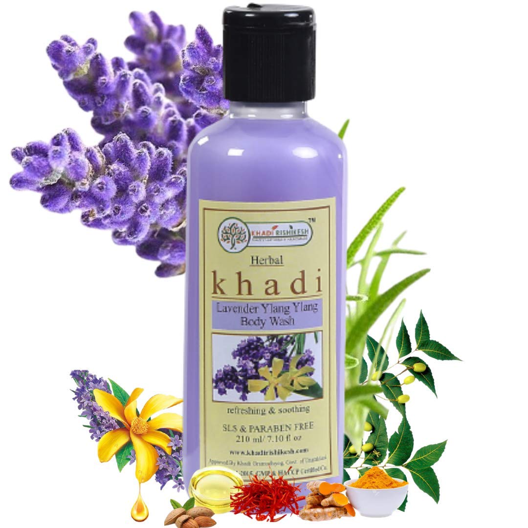 Khadi Rishikesh Ayurvedic Lavender Body Wash For Deep Cleansing,Skin Clean & Clear-Skin Moisturizer,Nourshing,Showr Gel-PARABEN FREE.ALL SKIN TYPES BEST FOR SUMMER-210ML