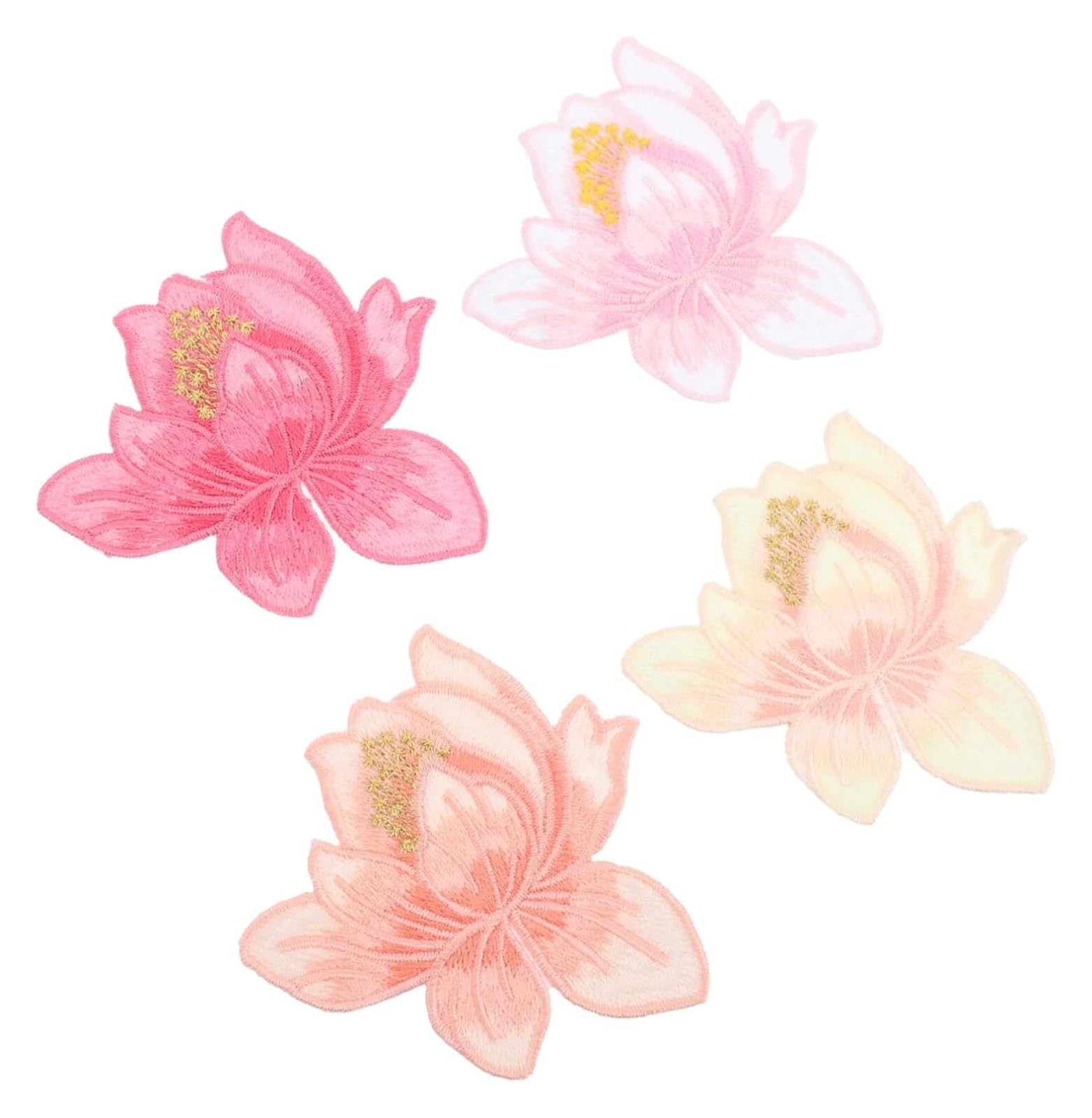 Applikationen für Kleidung, 4 Stück Stickerei-Patch Lotus Eisen dekorativ