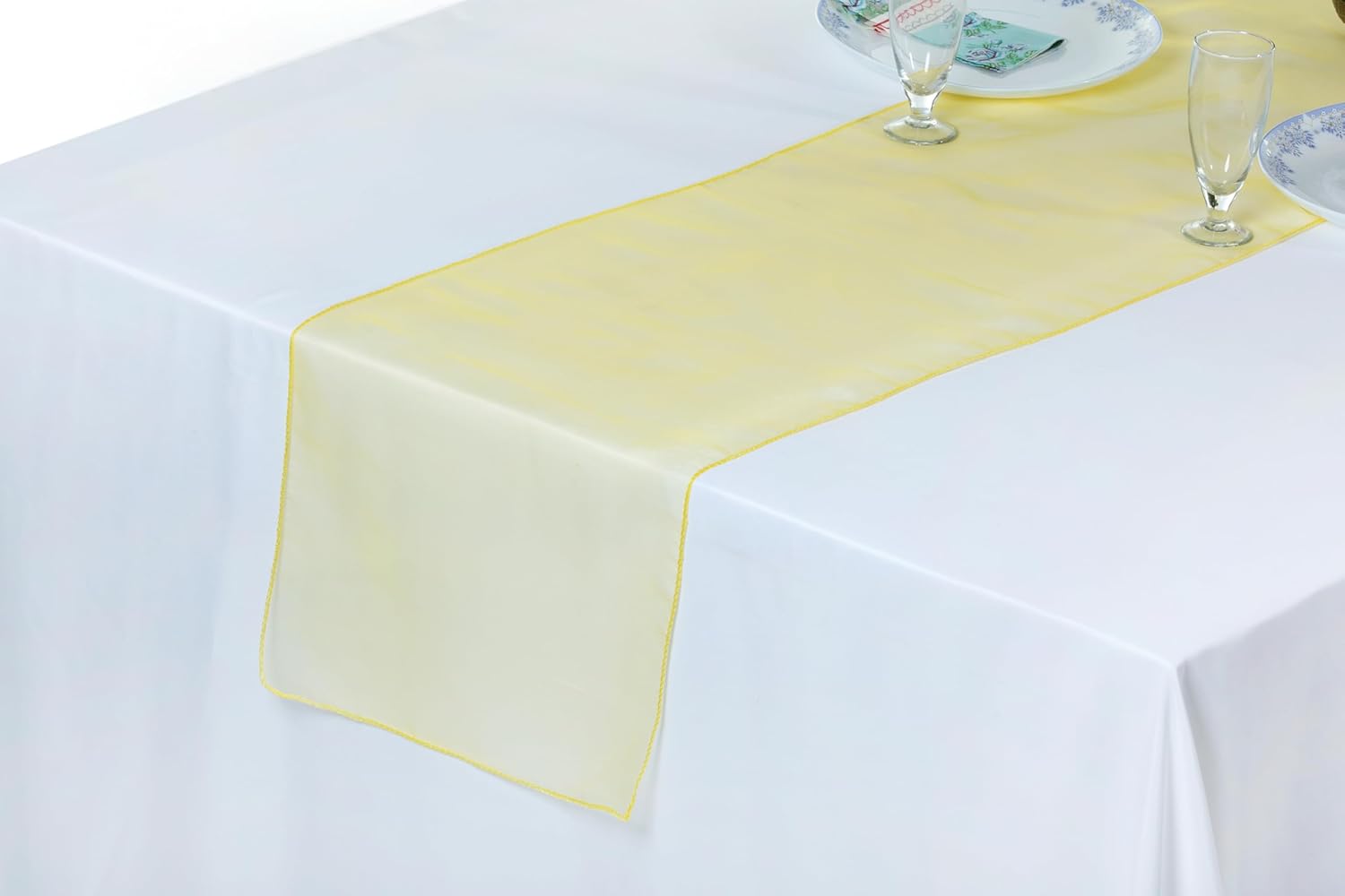 MDS® Pack of 30 Organza Table Runner 12 x 108 Inch – Sheer Lightweight Decorative Table Runner for Wedding, Party, Reception, Banquet, Bridal Shower & Holiday Dinner Table Décor - Yellow