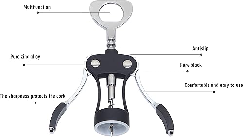 Miniatura 4 de shengshi Wine Opener Zinc Alloy Premium Wing Corkscrew Wine Bottle Opener With Multifunctional Bottles Opener