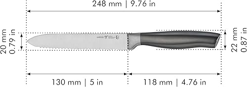 Miniatura 3 de HENCKELS Cuchillo de tomate afilado de grafito de 5 pulgadas, diseño alemán informado por más de 100 años de maestría, cuchillo dentado, cuchillo