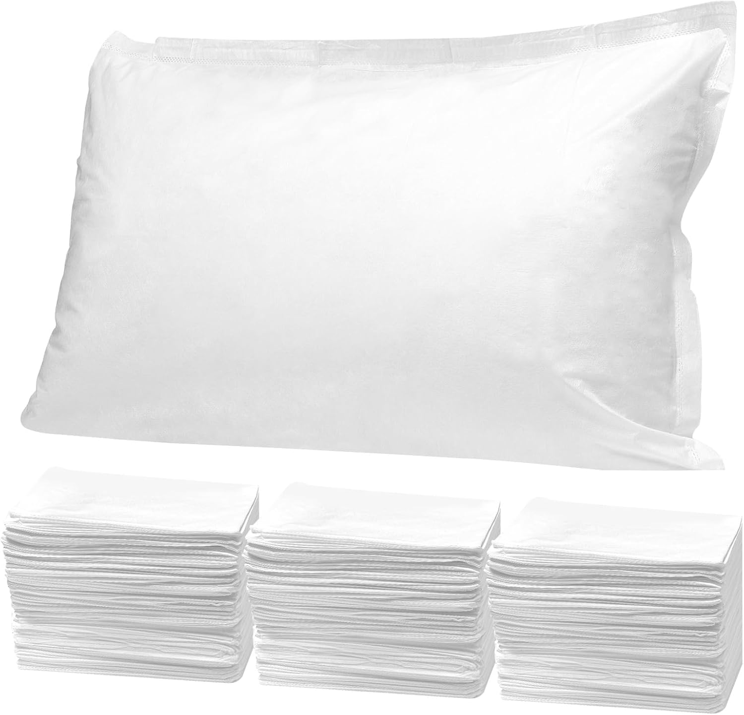 100PCS Disposable Pillow Cases, Bulk Pillow Covers Sleeves for Medical Hospital Spa Hotel Travel, Standard Size 33" x 21", White