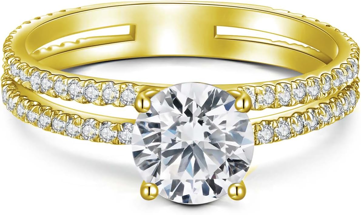1.48 Carat (ctw) Round-Cut Moissanite Engagement Rings for Women, Customizable Sterling Silver, 10k gold, 14k gold, 18k gold