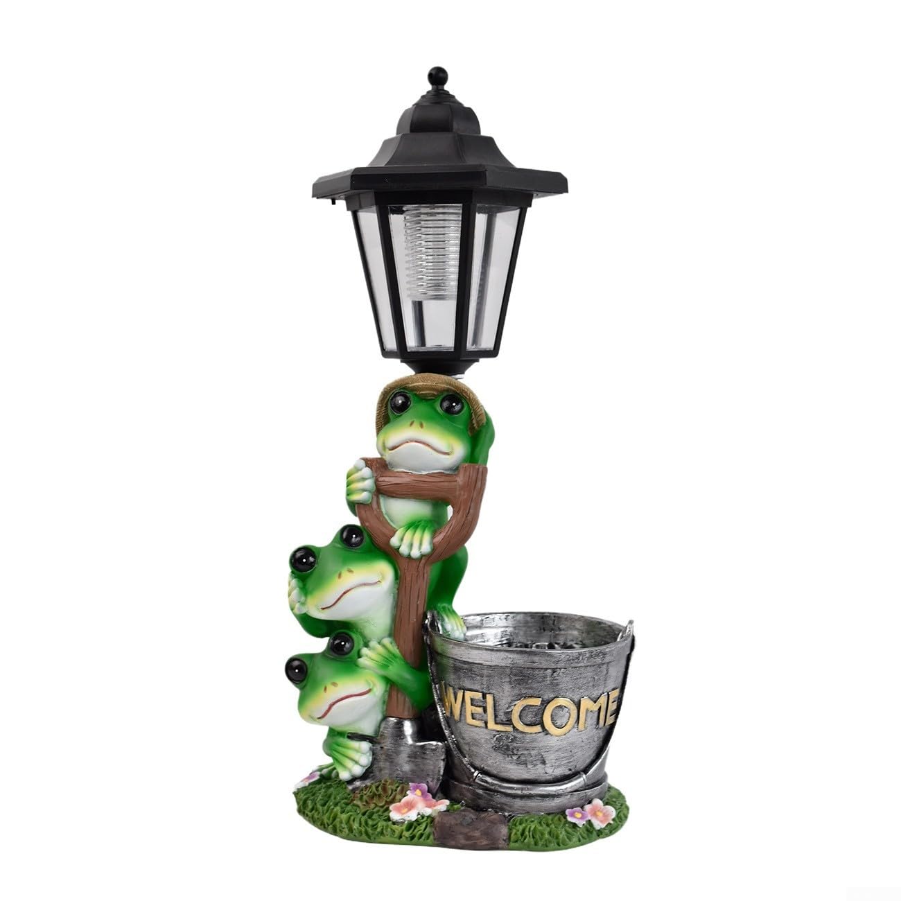 Vaso da fiori a forma di animale solare in resina impermeabile per esterni, ornamento da giardino con luce a LED per decorazione patio 32 cm (