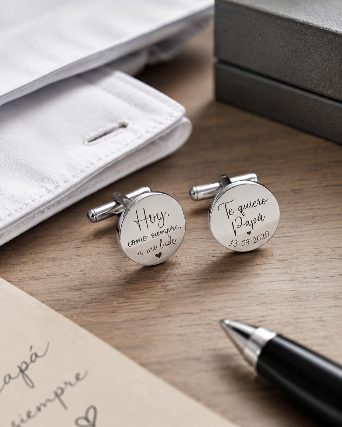 Gemelos Personalizados Padrino Fecha Grabada a Láser | Te Quiero Papá Regalo Boda