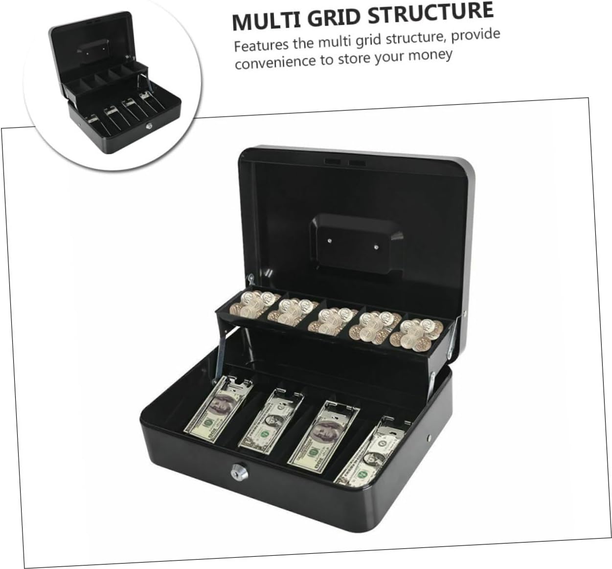 キャッシュドロワー 4グリッドレジトレイ 現金保管ボックス 5コイン収納 引き出し式 スーパーマーケット用  大型キャビネットキャッシュドロワー登録挿入マネートレイ5法案4コインコンパートメントの収納ボックス交換レジ - AliExpress