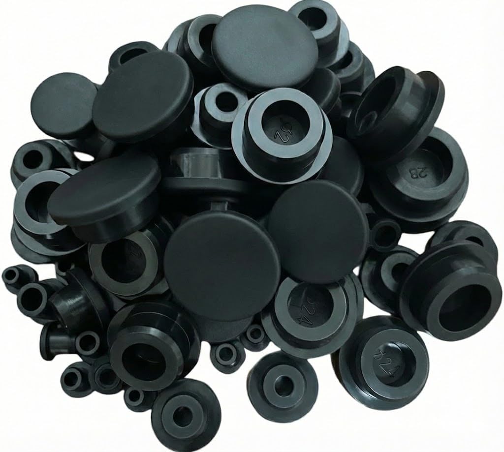90 Pcs Silicone Rubber Hole Plugs, Assorted 9 Sizes Snap-Locking Round Stopper Plugs, Heat Resistant Black Hole Cover Kit for Furniture Cabinet, Automotive Wiring, Hardware and DIY Home Decor