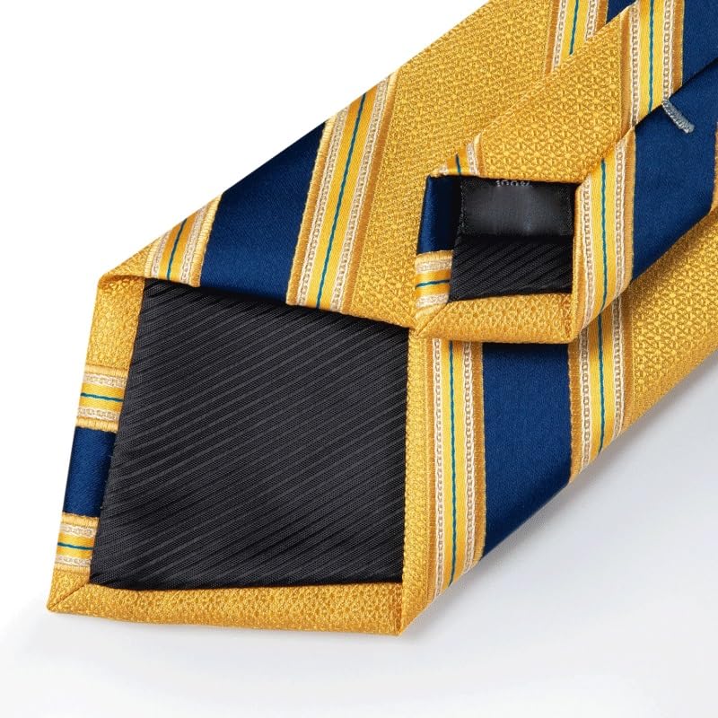 Corbata de Seda a Rayas Amarilla 8cm miniatura 4