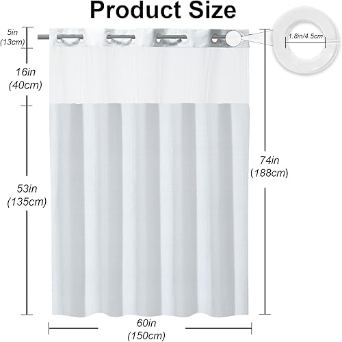 Vista 178 de Cortina de ducha de tortugas marinas, temática náutica de playa, verde y verde azulado, sin ganchos, punto gofre y forro desmontable, decoración