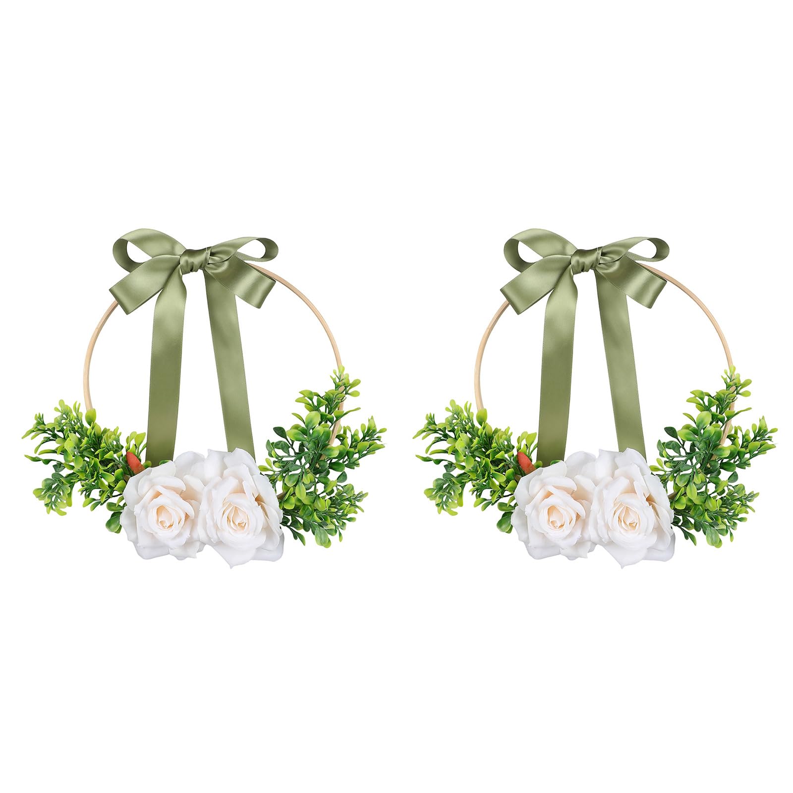 Romance Artificial Flower Hoop Wreath 2pcs for Wall Decoration Bridal Shower and Coffee Shop Wedding Ceremony Ornament Floral Hoop Wreath for Wedding