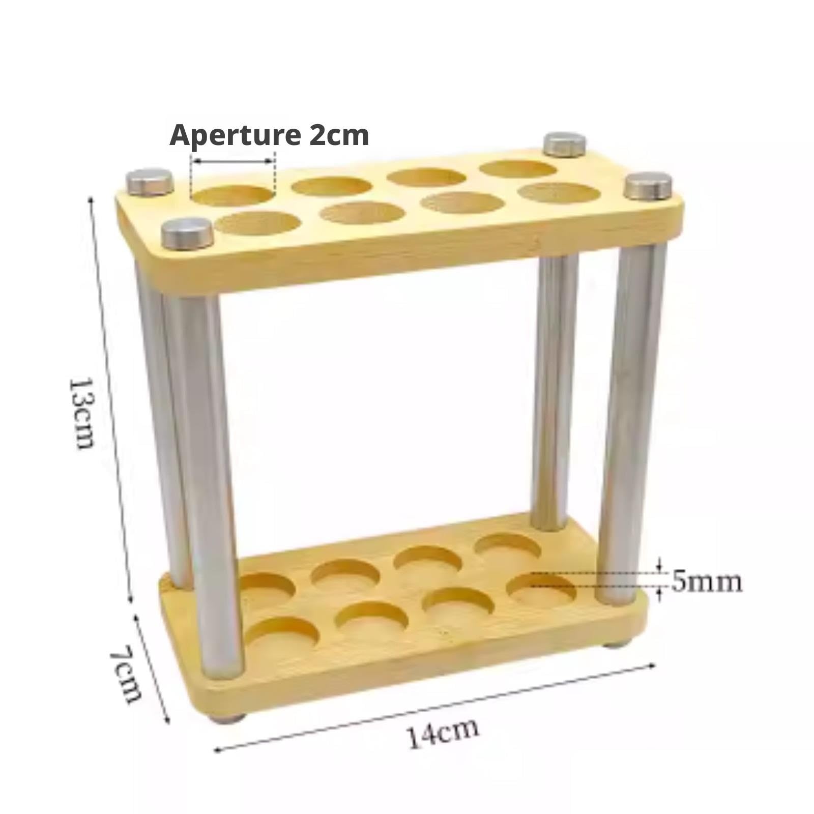 Estante de tubo de prueba de acrílico, Soporte múltiple rectangular de madera for la sala clases tamaños del estante tubos ensayo acero inoxidable(14x7x13cm)