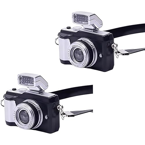 2Pcs 1:4 Scale Mini Camera Prop Ornament Vintage Camera Model, Miniature Digital Camera Mini Decoration Accessories Photography Props Ornament