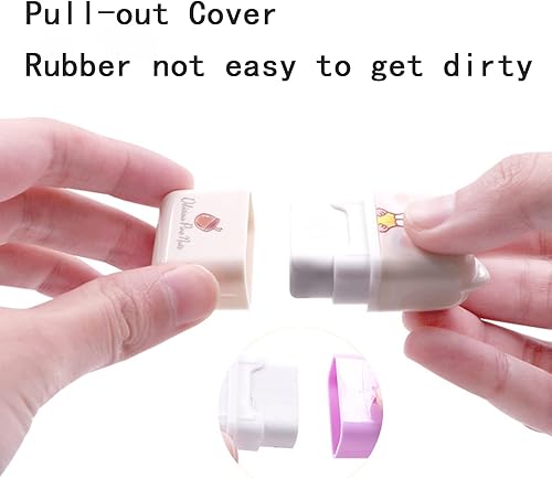 Miniatura 6 de PROMISE FLOURISH Borrador con estuche para rodillos 10 unidades goma con temática de animales de dibujos animados bonitos borradores para la escuela