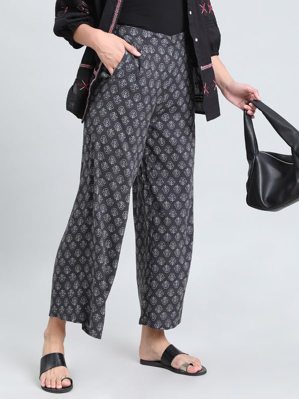 Image of GO COLORS Soft Viscose Printed Palazzo Full Length for Women| Breathable, Mid Rise