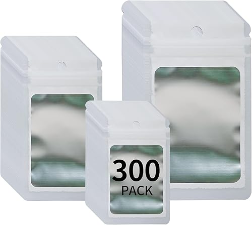 Paquete de 300 bolsas holográficas de Mylar resellables de 3 tamaños, bolsas para almacenamiento de alimentos, a prueba de olores, con ventana