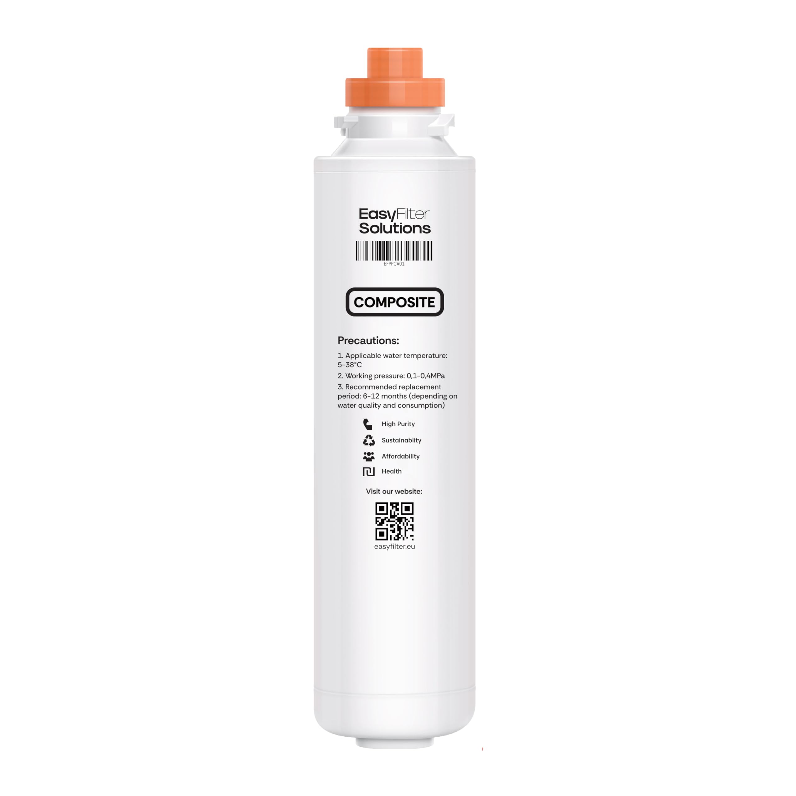EasyFilter Composite filtr zastępczy do wody Aqua-Global, do Pure Nino Mini Flexible i innych systemów odwróconej osmozy, filtr zamienny o długiej żywotności