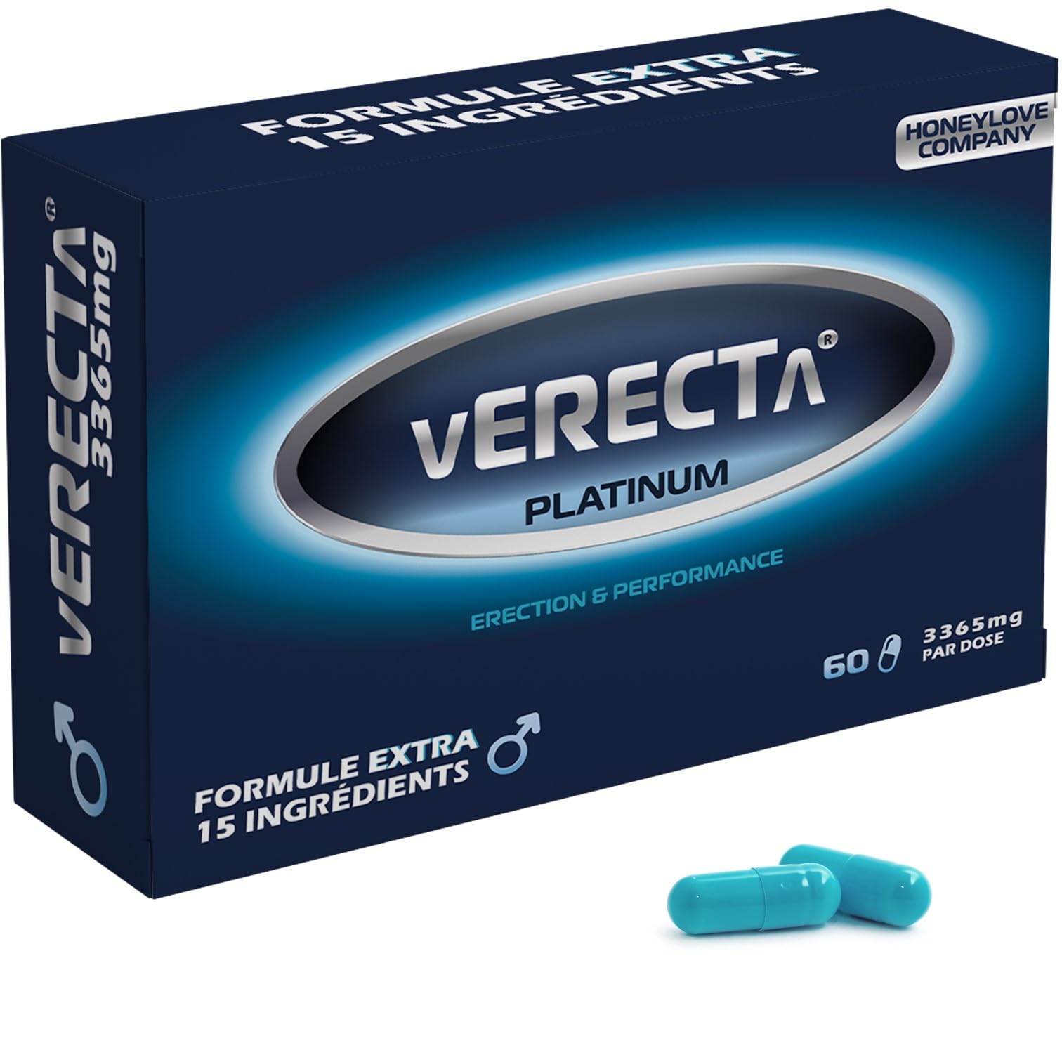 Verecta Platinum | 55 Gélules Endurance Homme avec L-Arginine, Ginseng, Maca | Micro Circulation Sanguine, Testosterone | Endurance, Énergie & Performance | Qualité FR