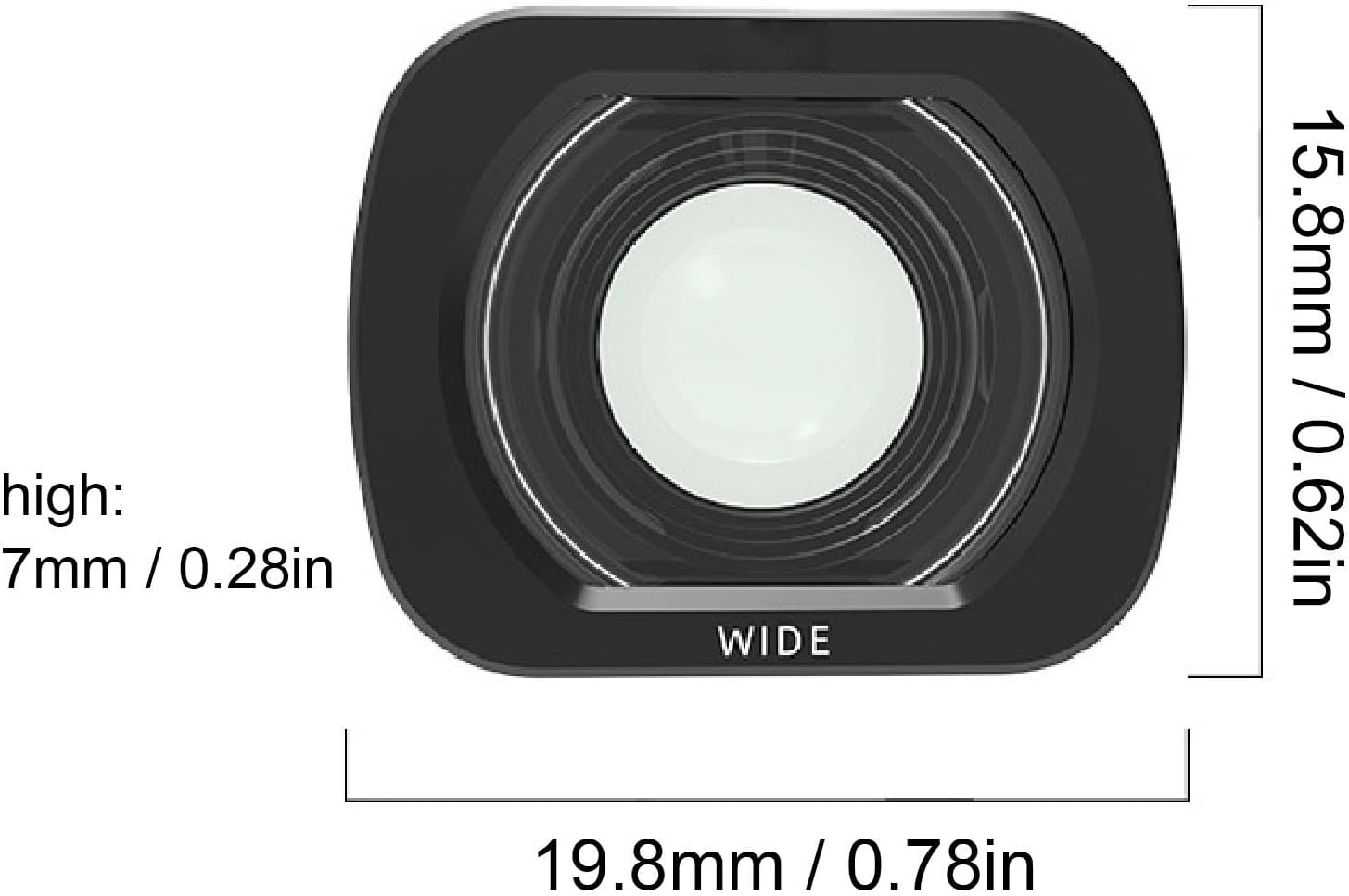 Wide Angle Lens Filter for Flip Drone, 15.5mm 100° Range Large Field of View, Wide Angle Camera Lens Filter for Flip Accessories, Buckle Installation