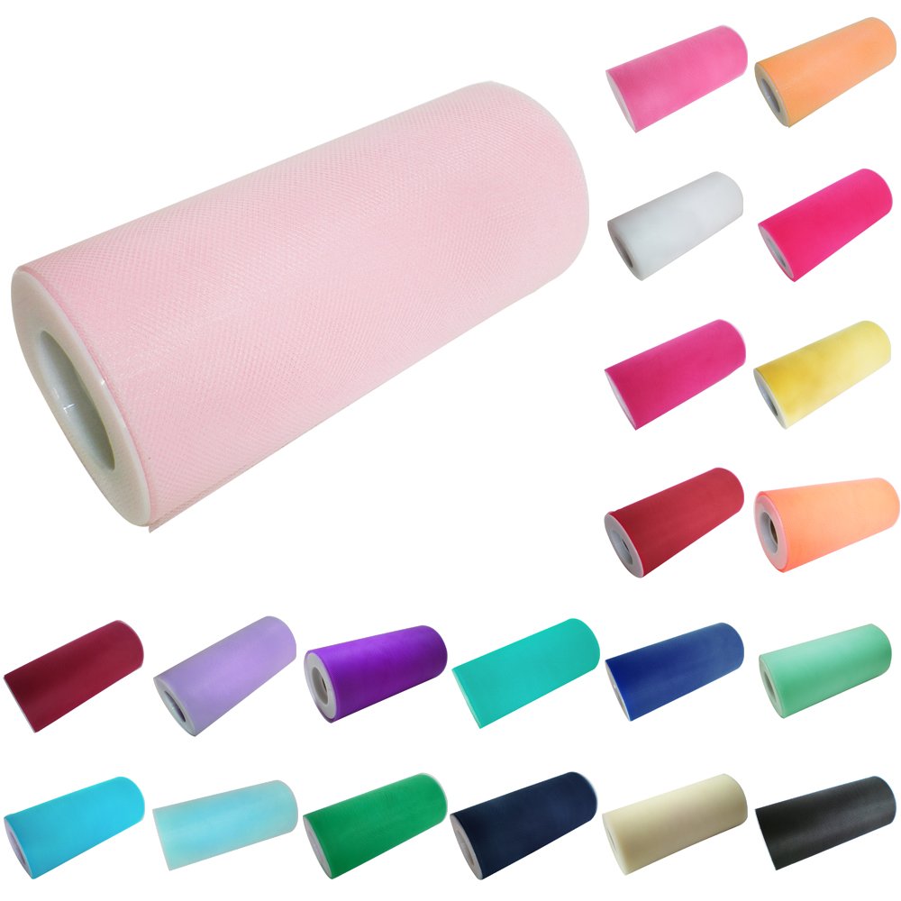 Time to Sparkle 6inch*25yards Tutu Tulle Roll, Tulle Spool Wraping Crafts Bow Skirt Wedding Party Birthday (Baby Pink)