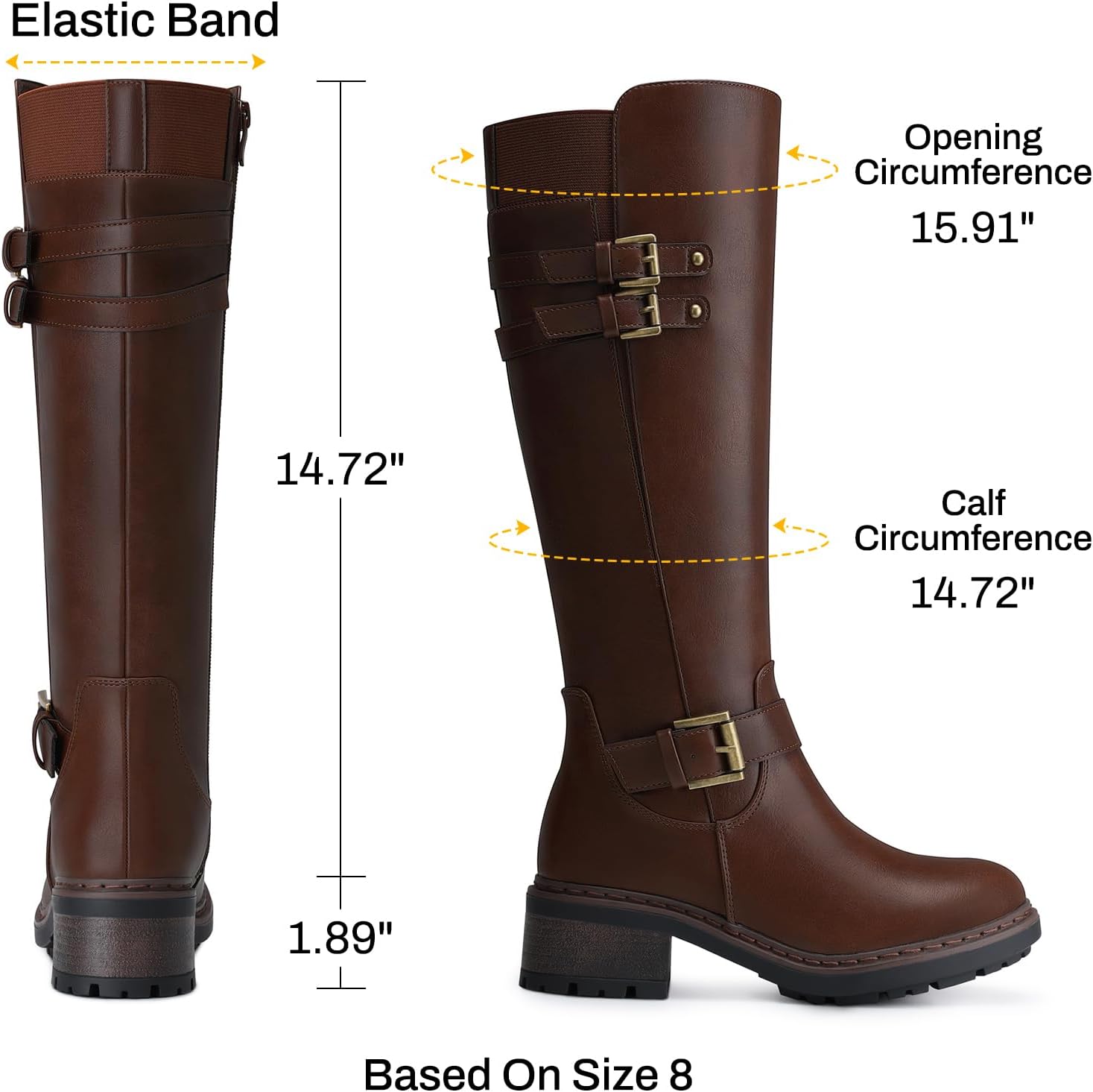 SHIBEVER Women's Knee High Boots: Round Toe Side Zipper Motorcycle Riding Boots - Low Block Heel Tall Fall Boots 2026