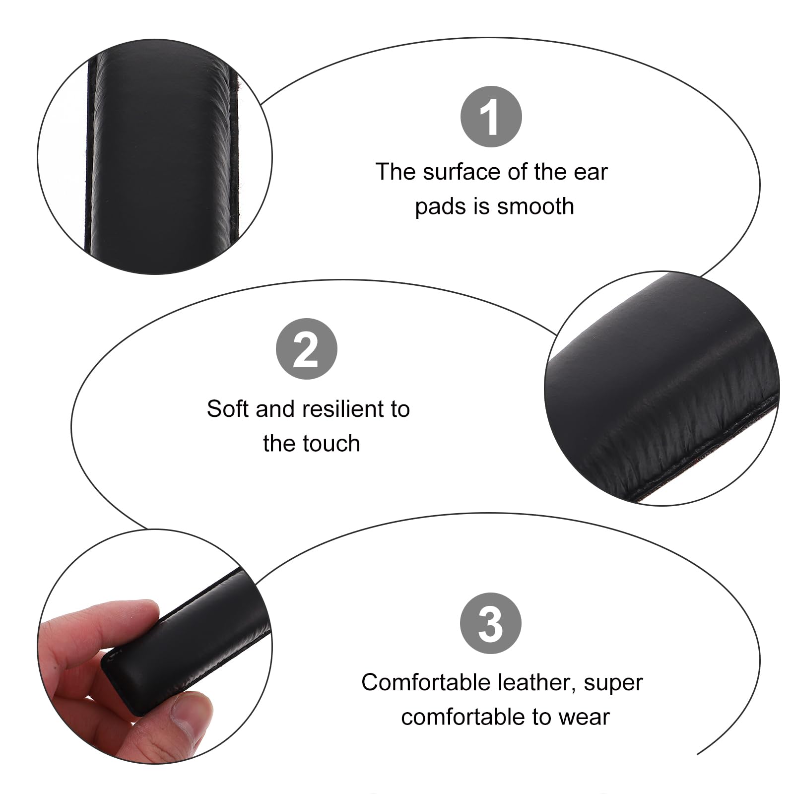 Homoyoyo Headphone Protective Case - 2Pcs Soft Headband Padding for Rs160 Rs170 Rs180 Lightweight and Impact Resistant Black Cushion - Image 2