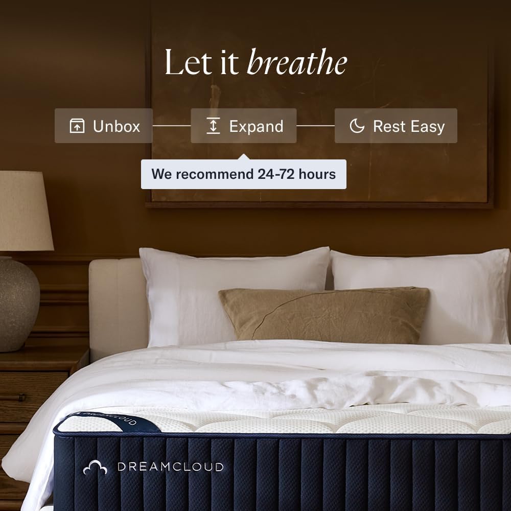 DreamCloud Ultra 15" King Mattress - Luxury Hybrid Gel Memory Foam - 365 Night Trial - Back Pain Relief - Fiberglass Free - Forever Warranty - Mattress in a Box - CertiPUR-US® Certified