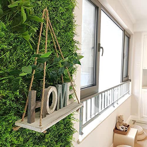 Horezer Wood-Rope Hanging Floating Shelves Wall Decor Set Of 2, Rustic White Wall Shelf With 4 Hooks And 4 Ropes,Wall Hanging Rope Shelves For Garden Kitchen Bathroom Living Room #TOP4