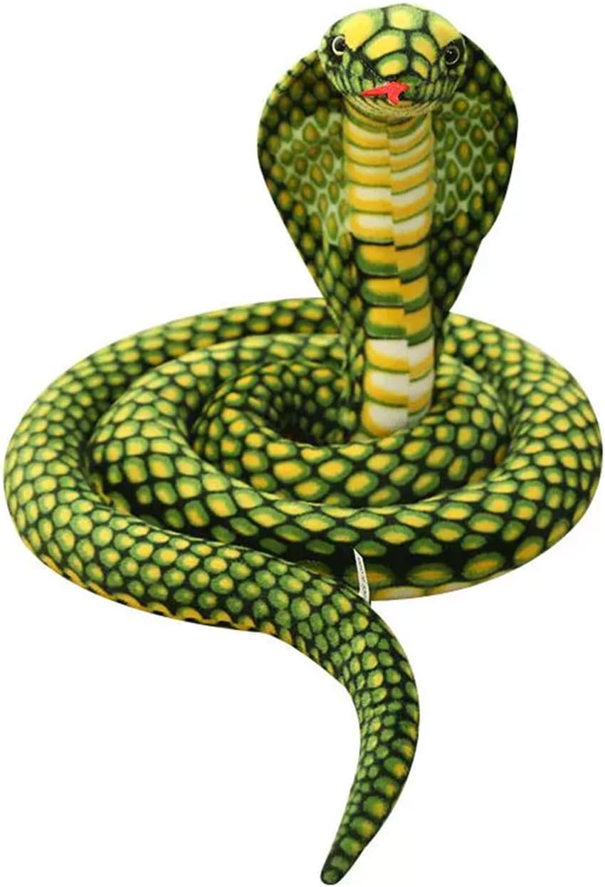 Large Realistic Snake Plushies - 70" Cobra Snake Stuffed Animals Toys, Gifts & Party Decorations (Green)