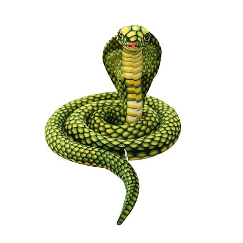 refavor Large Realistic Snake Plushies 70 Inch Cobra Stuffed Toys Green | 70 Inch Realistic Cobra Snake Plush Toy, Soft Stuffed Animal Gift for Kids and Unique Party Decoration for Reptile Lovers