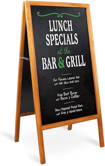 UNHO A Board Pavement Sign, Outdoor Wooden Advertising Board Magnetic Double Sided Blackboard Chalkboard Display Stand Wood Easel with 2 Cleaning Cloths Ideal for Restaurant Cafe Bar Wedding 50x100cm