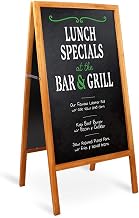 unho Outdoor Wooden Advertising Sign, 50 x 100 cm, Double-Sided Magnetic Chalkboard, Slate Wood Easel with 2 Cleaning Cloths, Ideal for Restaurants, Cafes, Bars, Bistros, Weddings, Brown