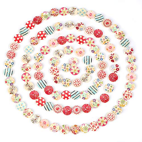 100 PCS Wooden Buttons,Crafts Assorted Buttons Wood Sewing Buttons for Sewing DIY Crafting Decorations,15 mm