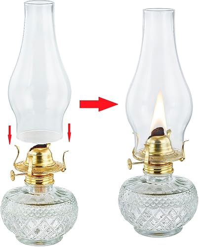 Miniatura 7 de Lámpara de aceite de repuesto para chimenea, ajuste de 3 pulgadas x 8.3 pulgadas de alto, globo de luz de vidrio transparente, cubierta de sombra de