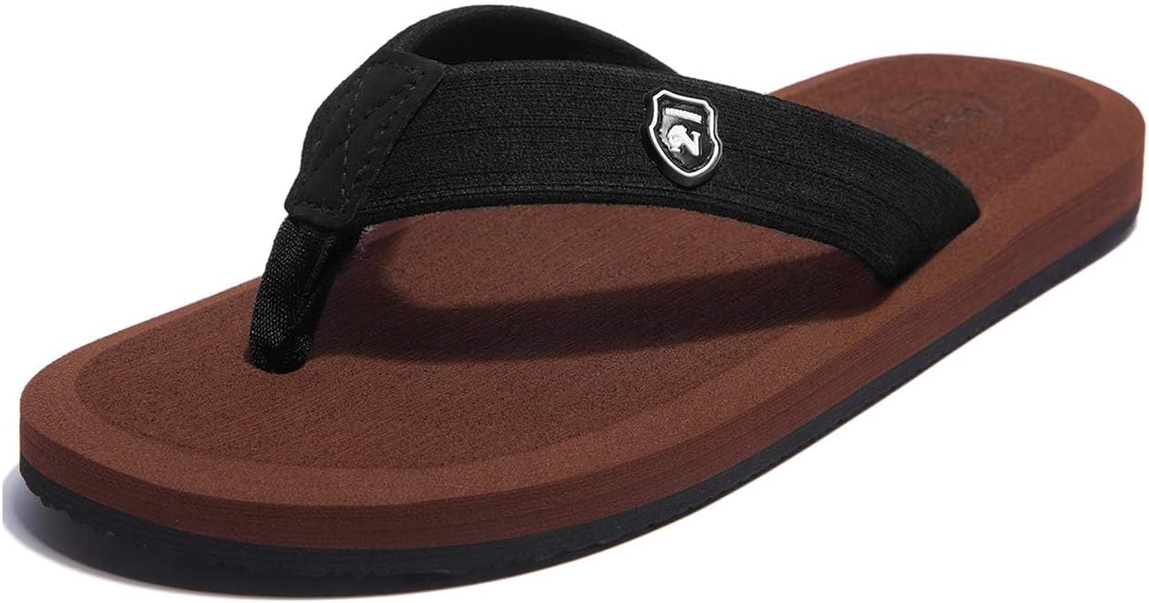 Men’s Flip-Flops Sandals with Arch Support, Lightweight EVA Slides for Beach Gym Pool, Non-Slip Rubber Sole