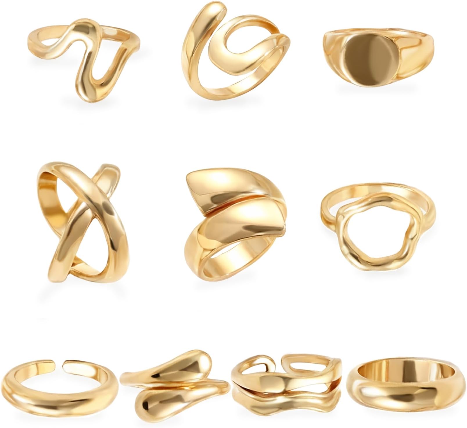25 Pcs Gold Stackable Ring Set for Women, Chunky Knuckle Finger Midi Rings, Silver Simple Stacking Cute Rings Pack Trendy Stuff Jewelry Gift