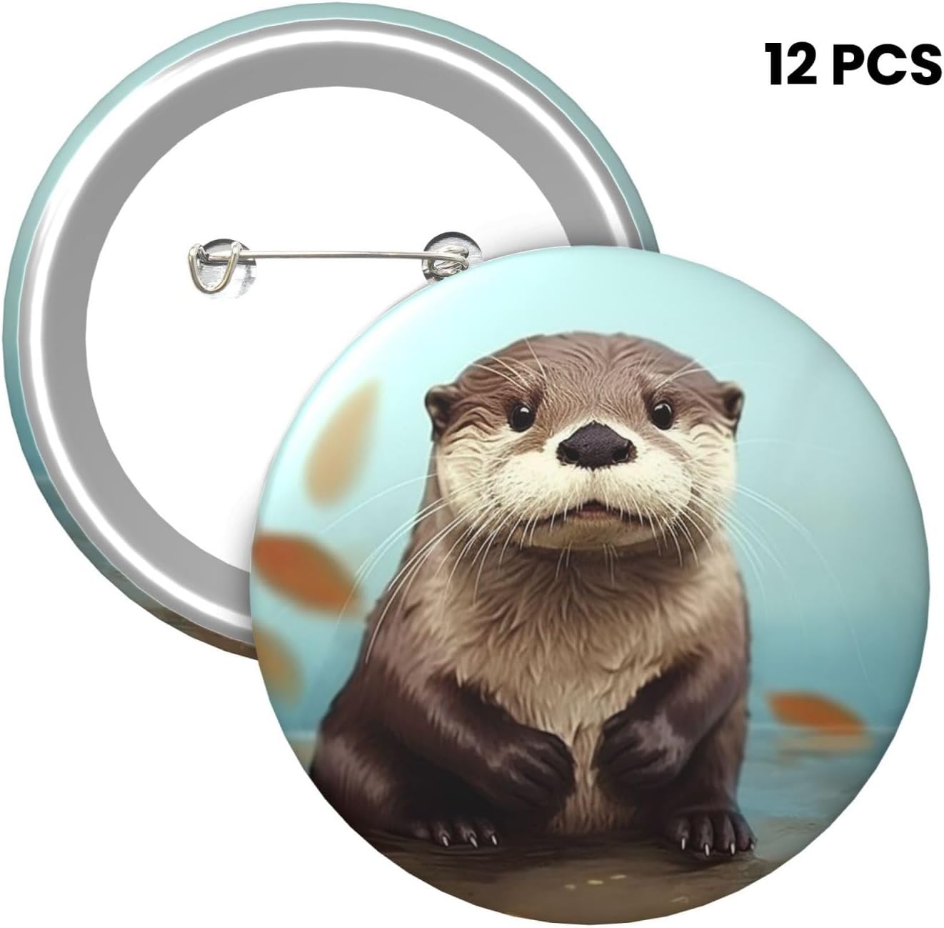 Cute Otter Button Pins 1 Pc, 2.4 Inch Round Button Badges Metal Personalized Picture Photo Pin Buttons Kit For Craft Supplies Christmas Diy Party Projects image 2